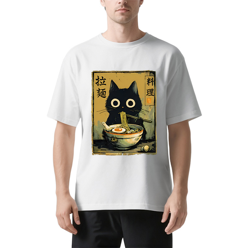 Tokyocanvas Cute Black Cat Eating Ramen Classic T-Shirt
