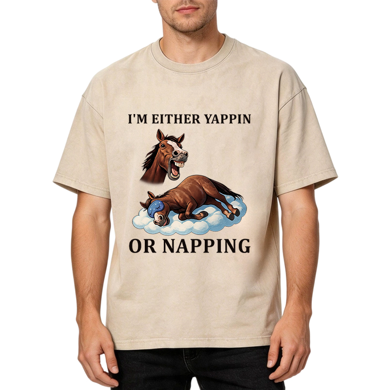 Tokyocanvas Im Either Yappin or Napping  Washed T-Shirt