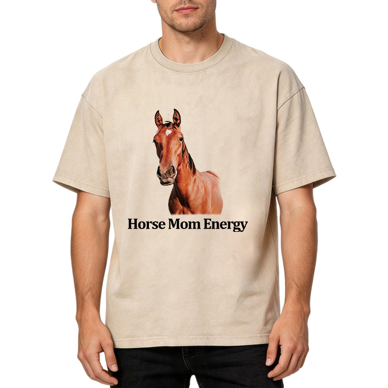 Tokyocanvas Horse Mom Energy Washed T-Shirt