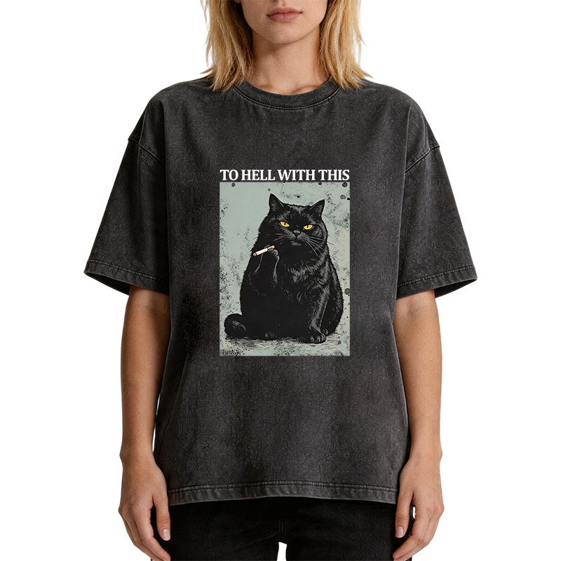 Tokyocanvas Fuck This Shit Black Cat Washed T-Shirt