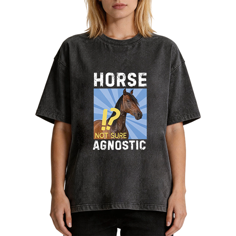 Tokyocanvas Horse Agnostic, Not Sure Essential Washed T-Shirt