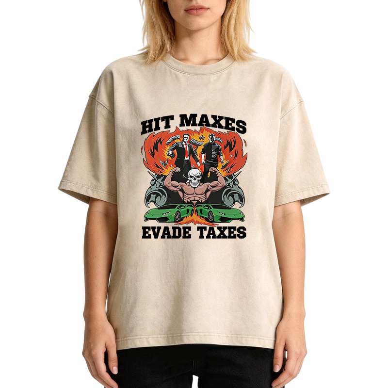 Tokyocanvas Hit Maxes Evade Taxes Meme Gym Washed T-Shirt