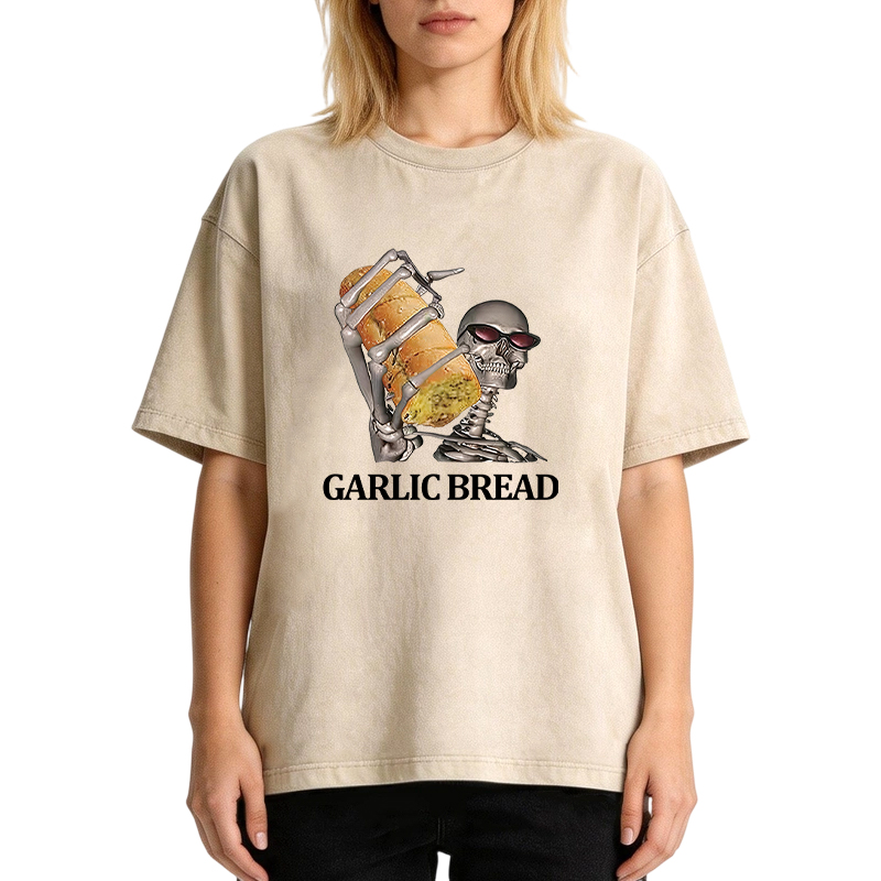 Tokyocanvas Garlic Bread Skeleton Washed T-Shirt
