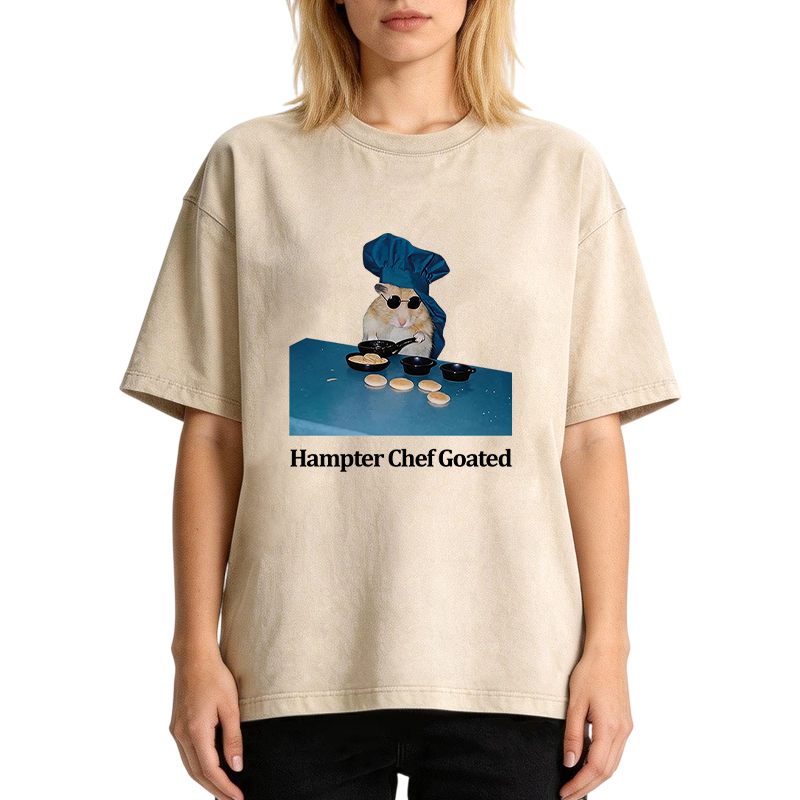 Tokyocanvas Funny Hamster Chef Washed T-Shirt