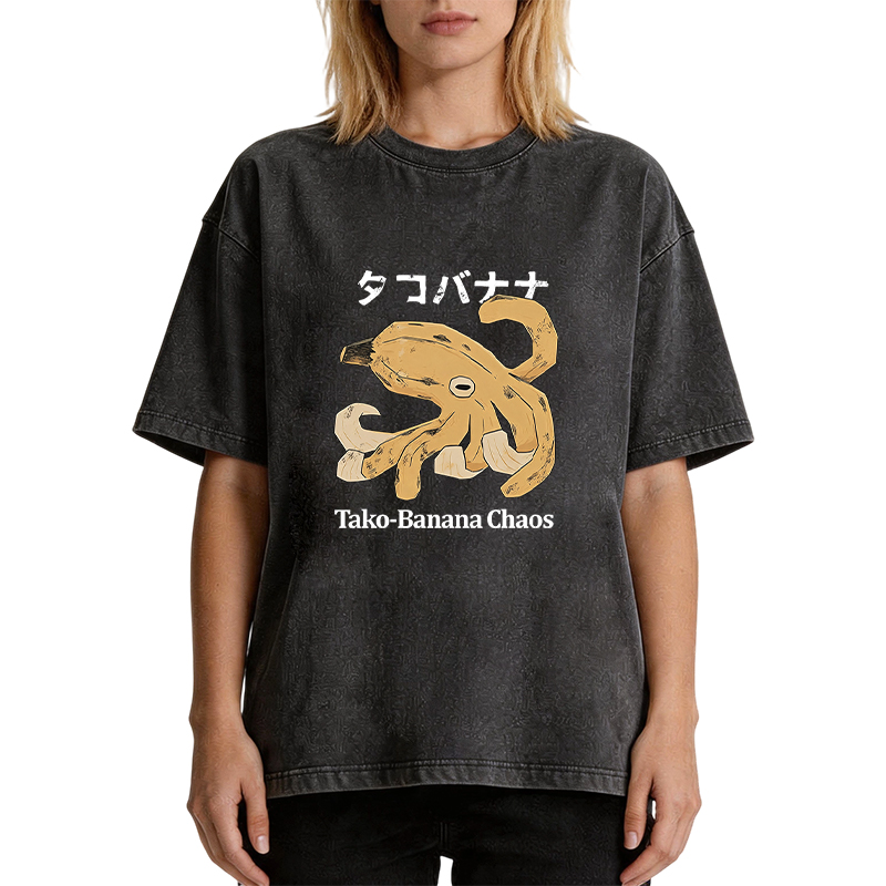 Tokyocanvas Tako‑Banana Chaos Washed T-Shirt