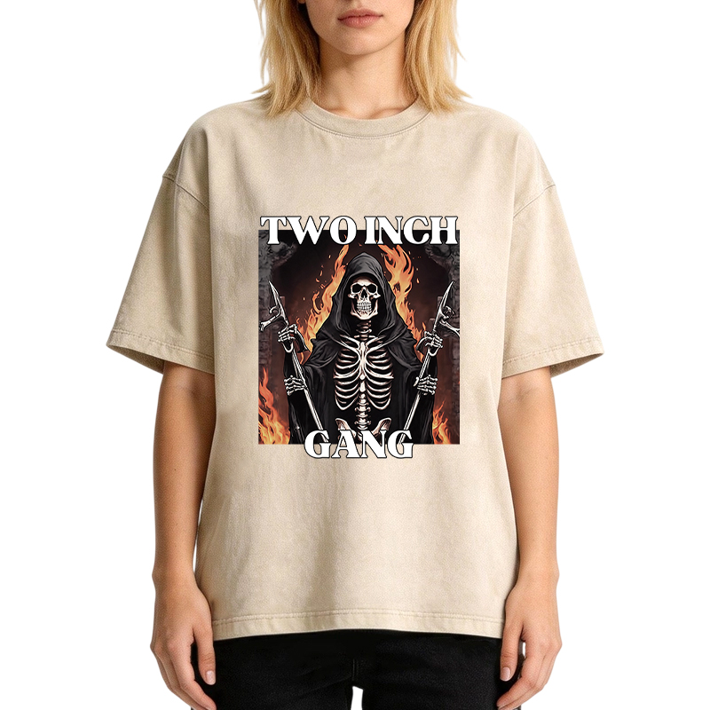 Tokyocanvas Funny Cringe Hard Skeleton Meme Washed T-Shirt