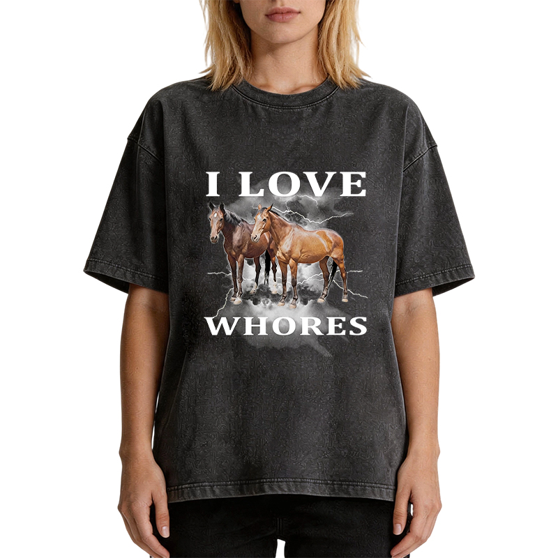 Tokyocanvas Cringe Horse Meme Washed T-Shirt