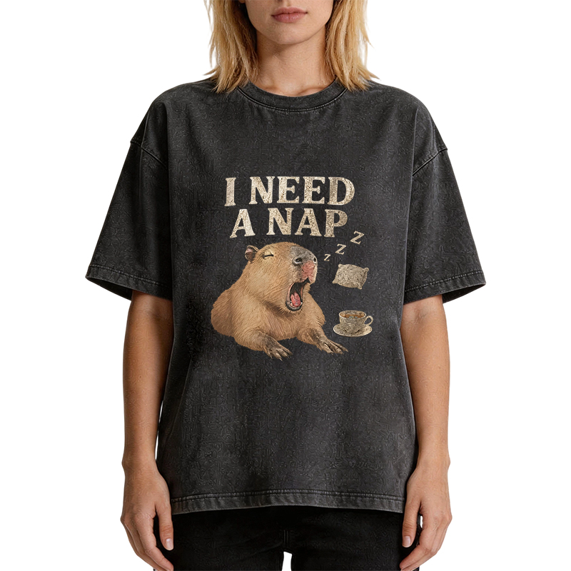 Tokyocanvas Nap Capybara Washed T-Shirt