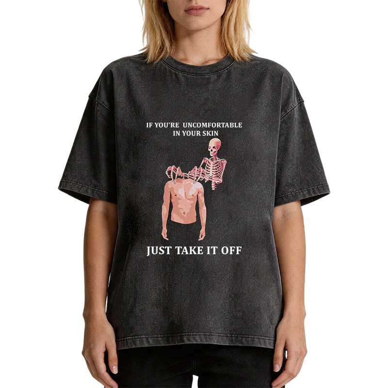 Tokyocanvas Skeleton Skin Off Washed T-Shirt