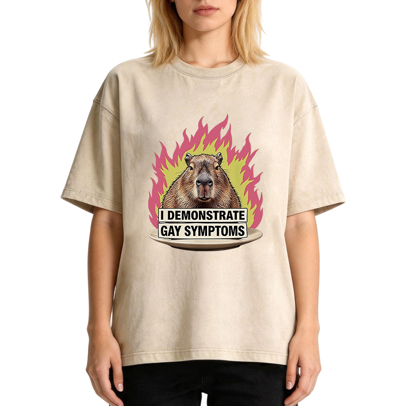 Tokyocanvas I Demonstrate Gay Symptoms Funny Washed T-Shirt