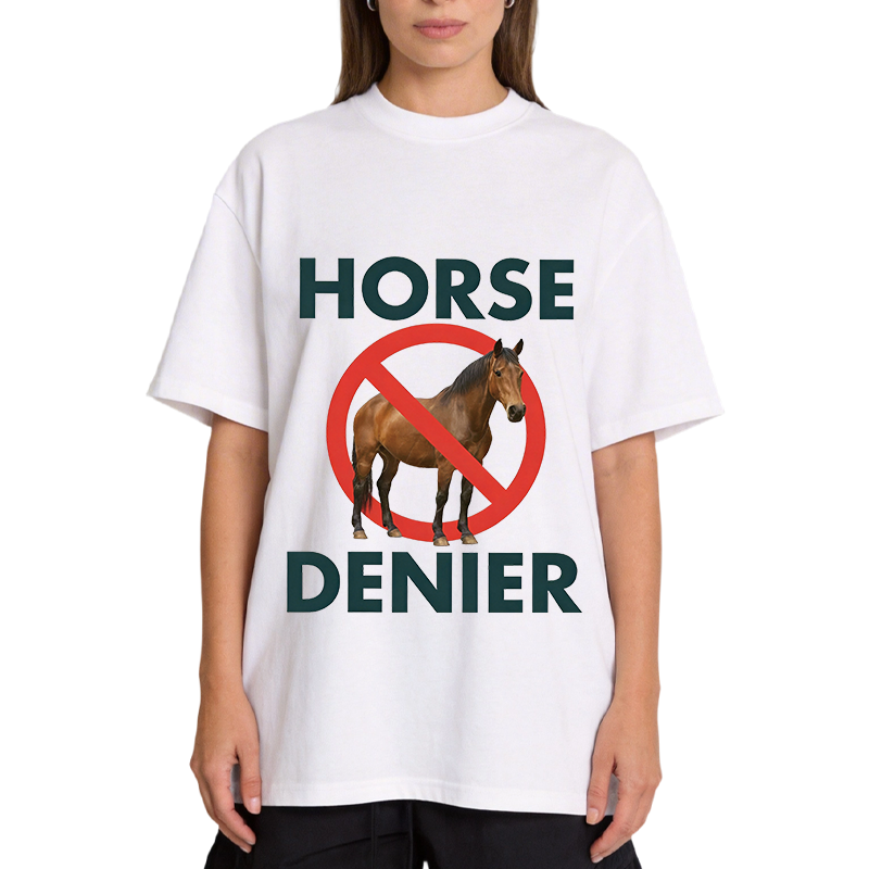 Tokyocanvas Funny Horse Denier Conspiracy Theory Classic T-Shirt