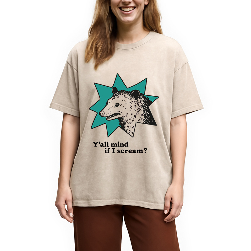 Tokyocanvas Y'all Mind If I Scream Possum Washed T-Shirt