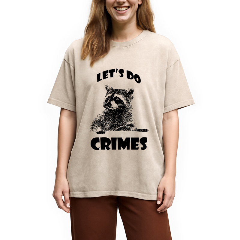 Tokyocanvas Raccoon Let's Do Crimes Washed T-Shirt