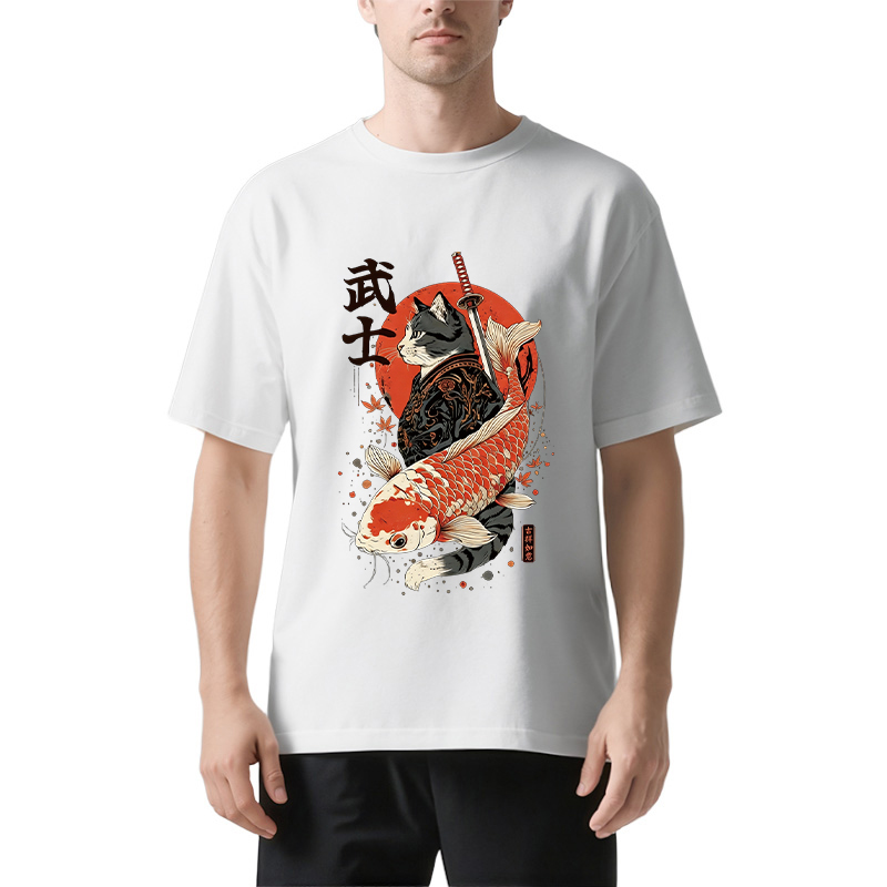 Tokyocanvas Samurai Cat And Koi Classic T-Shirt