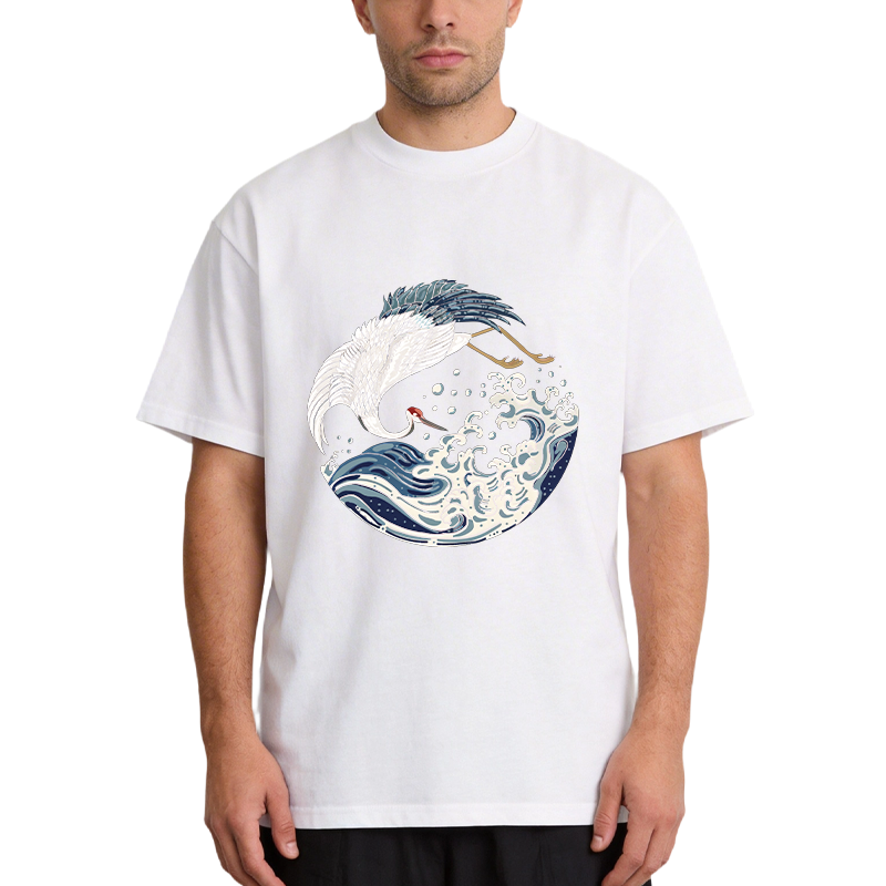 Tokyocanvas Crane Bird Wave Classic T-Shirt