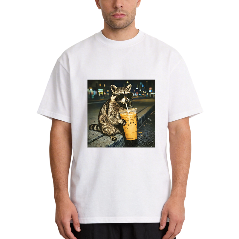 Tokyocanvas Racoon with a Ice Coffee Classic T-Shirt