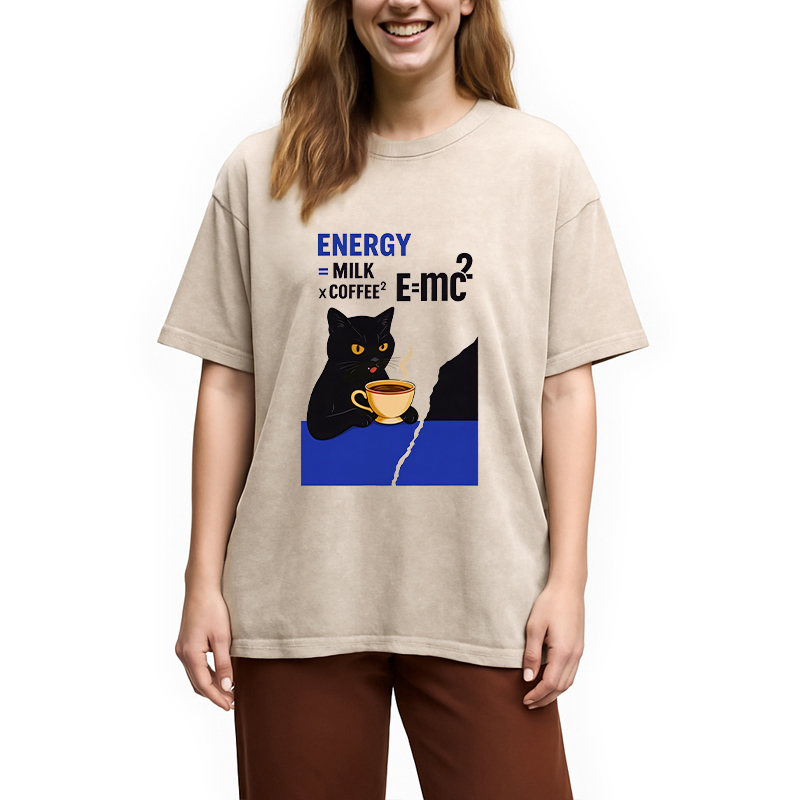 Tokyocanvas Cat Coffee Energy Formula Washed T-Shirt