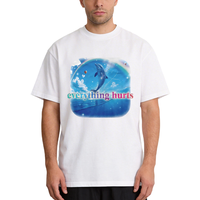 Tokyocanvas Everything Hurts Funny Dolphin Meme Classic T-Shirt