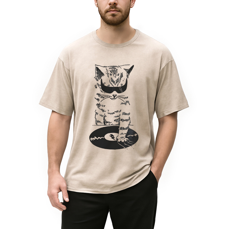Tokyocanvas DJ Cat Washed T-Shirt