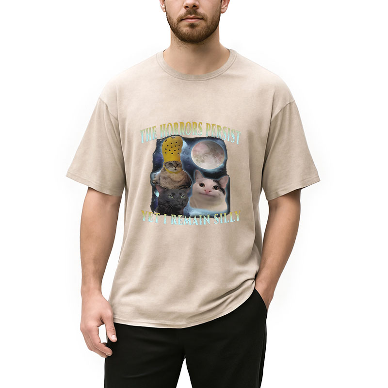 Tokyocanvas The Horrors Persist Yet I Remain Silly Cat Washed T-Shirt