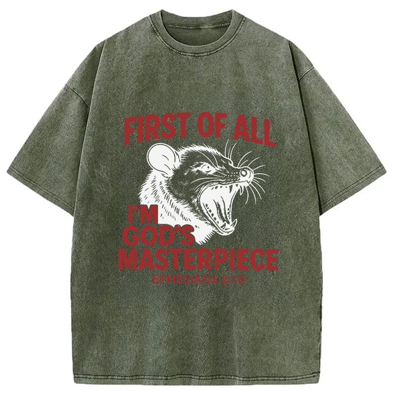 Tokyocanvas First Of All I'm God's Masterpiece Washed T-Shirt