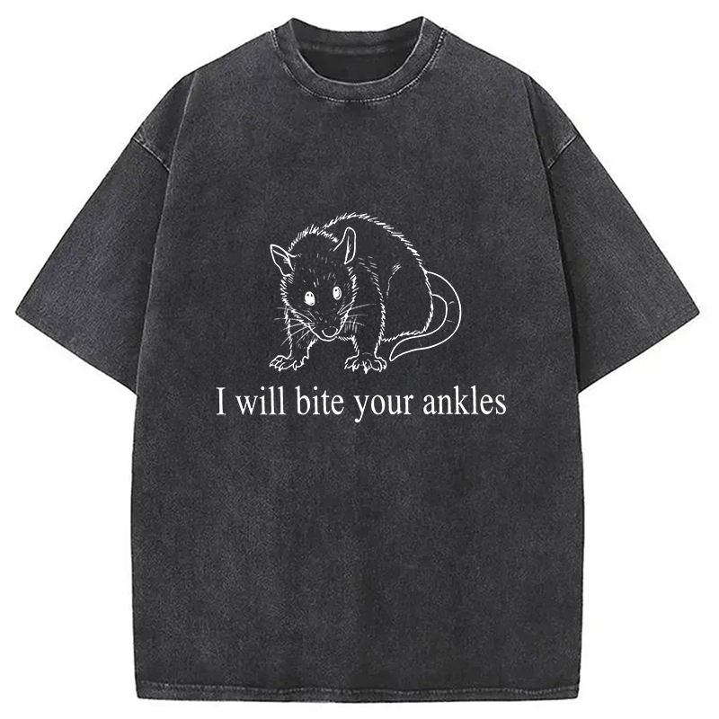 Tokyocanvas I Will Bite Your Ankles Funny Possum Washed T-Shirt