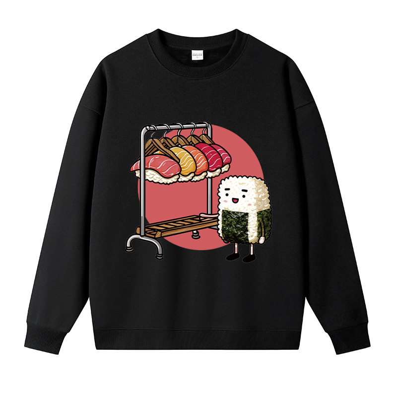 Tokyocanvas Sushi Choosing A Hat Fleece Lined Sweatshirt