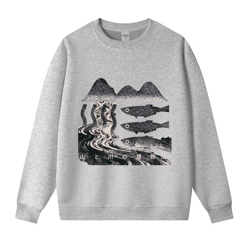 Tokyocanvas Fish Vintage Fleece Lined Sweatshirt