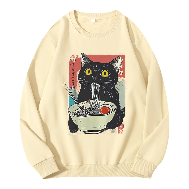 Tokyocanvas Cute Cat Eating Ramen Classic Sweatshirt