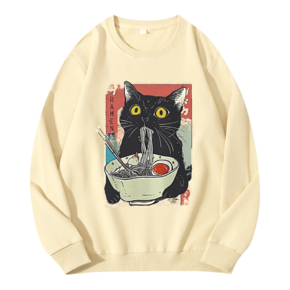 Tokyocanvas Cute Cat Eating Ramen Classic Sweatshirt