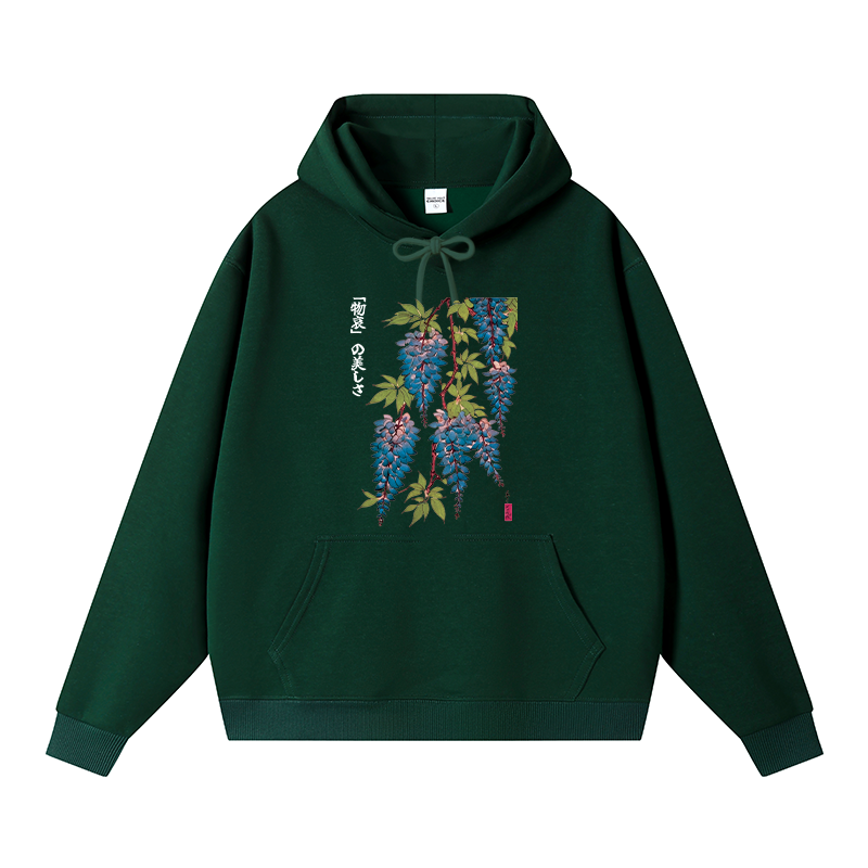 Tokyocanvas Wisteria Flowers Fleece Lined Hoodie