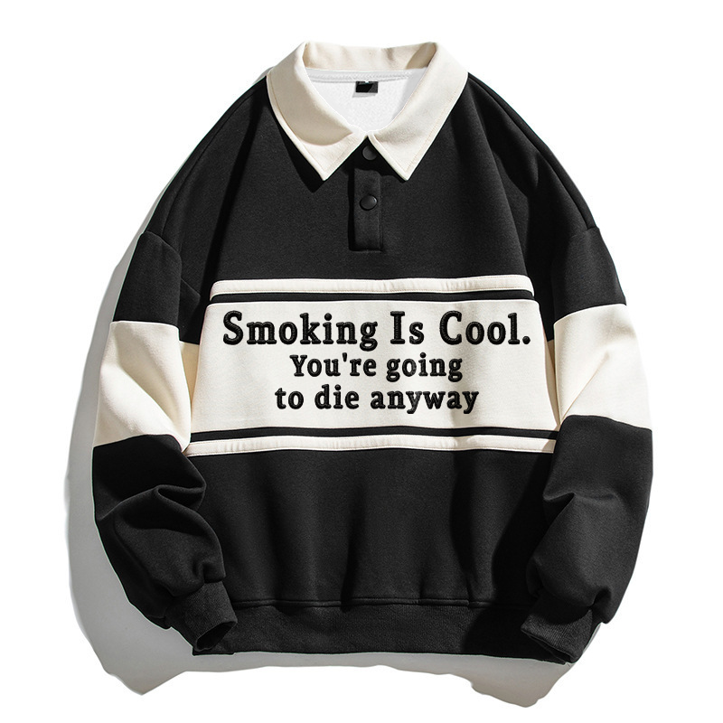 Tokyocanvas Just Smoking Polo Embroidered Sweatshirt