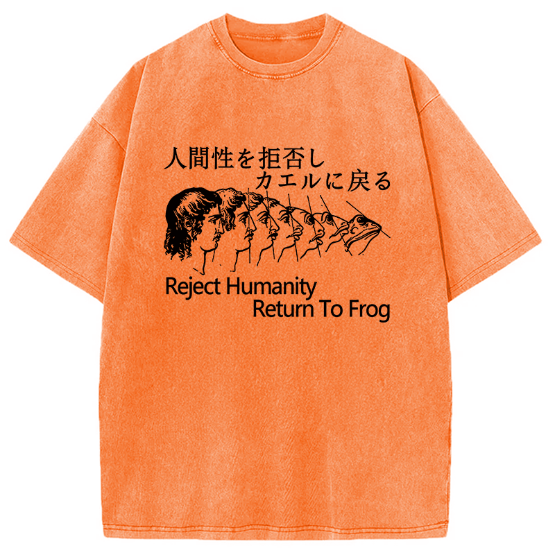 Tokyocanvas Reject Humanity Return To Frog Washed T-Shirt