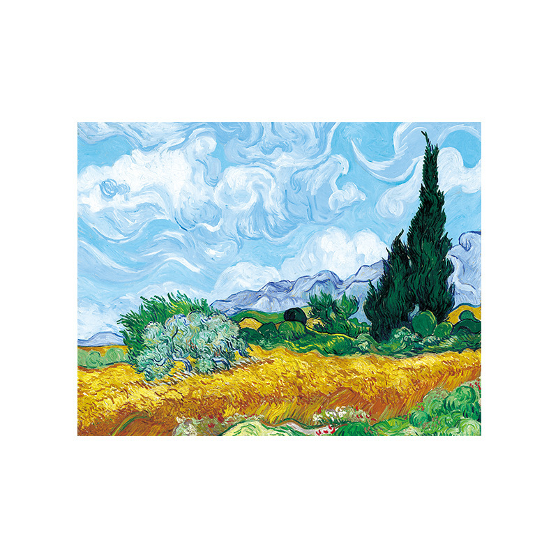 Tokyocanvas Wheat Field with Cypresses Print