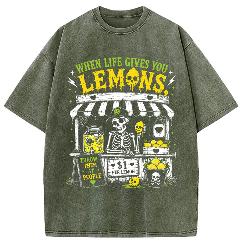 Tokyocanvas	 When Life Gives You Lemons DTG Printing Washed T-Shirt