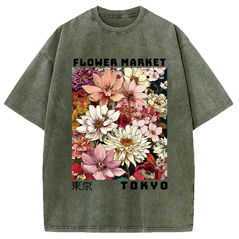 Tokyocanvas Tokyo Flower Market Washed T-Shirt