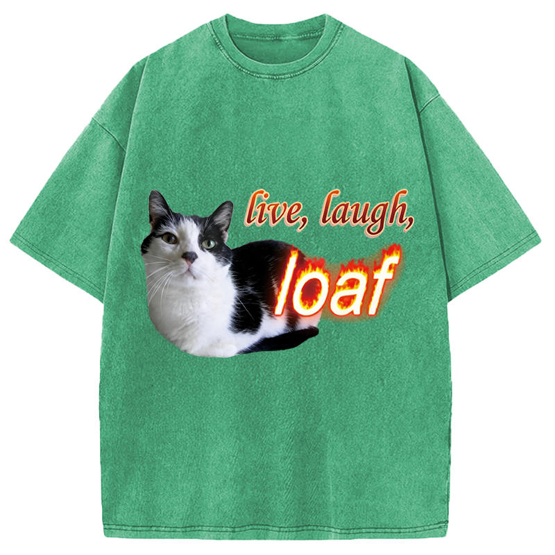 Tokyocanvas Live Laugh Loaf Cat Washed T-Shirt