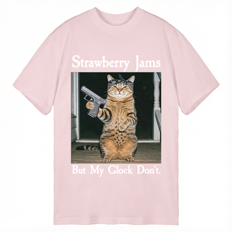 Tokyocanvas Strawberry Jams But My Glock Don't Funny Cat Classic T-Shirt