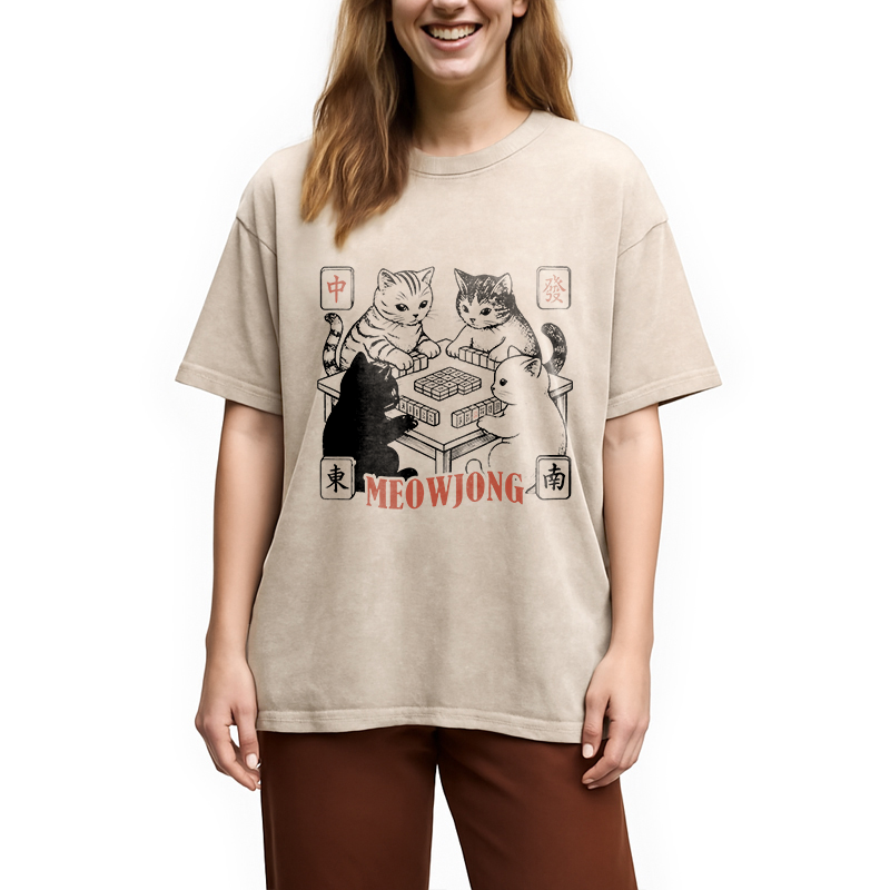 Tokyocanvas Meowjong Washed T-Shirt