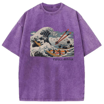 Tokyocanvas The Great Sushi Wave Washed T-Shirt