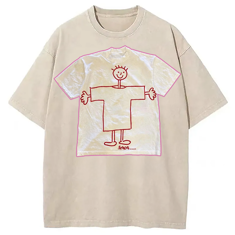 Tokyocanvas Children's Self Drawing Shirt Of Washed T-Shirt