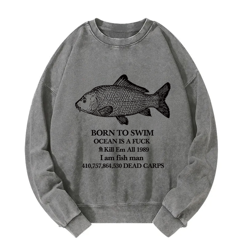 Tokyocanvas Born To Swim Washed Sweatshirt