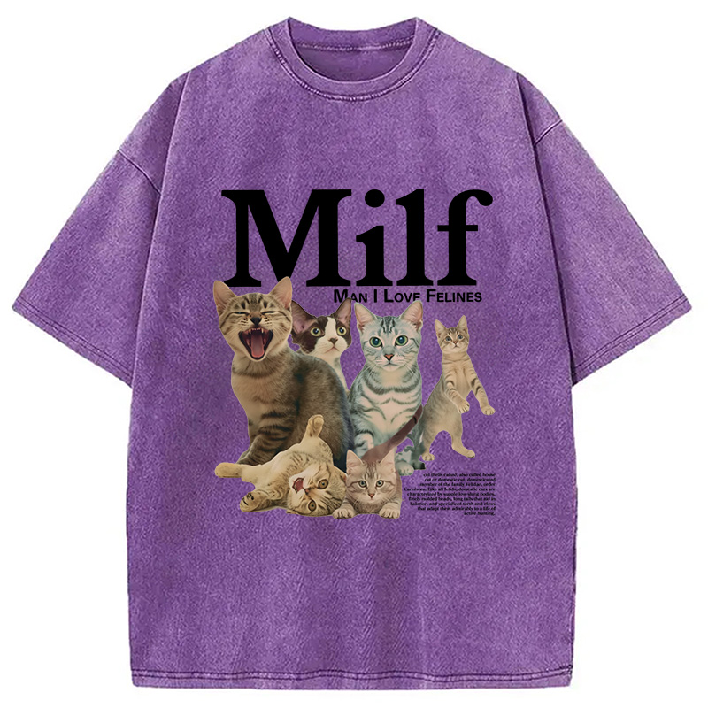 Tokyocanvas Man I Love Felines Cat Washed T-Shirt