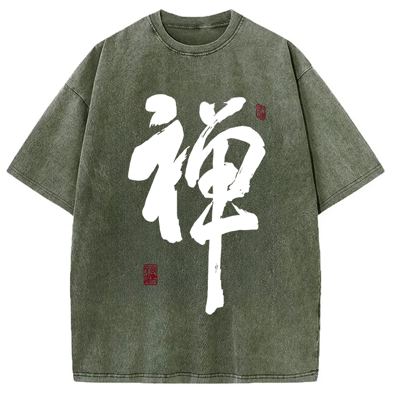 Tokyocanvas Japanese Zen Kanji Washed T-Shirt