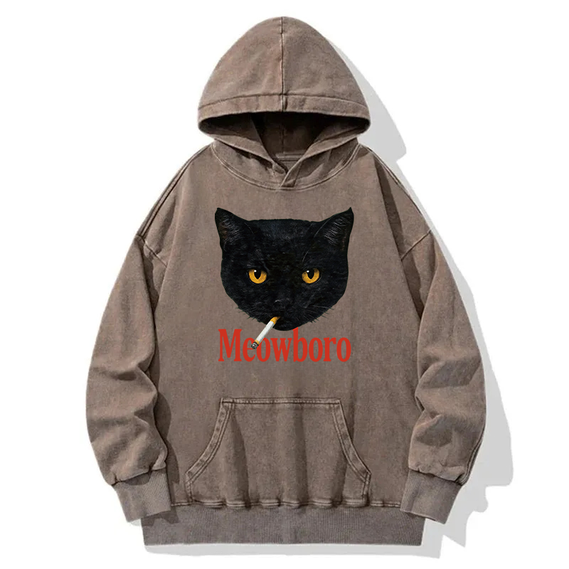 Tokyocanvas Smoking Black Cat Vintage Washed Hoodie