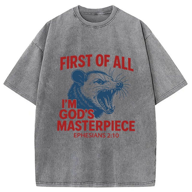 Tokyocanvas First Of All I'm God's Masterpiece Washed T-Shirt