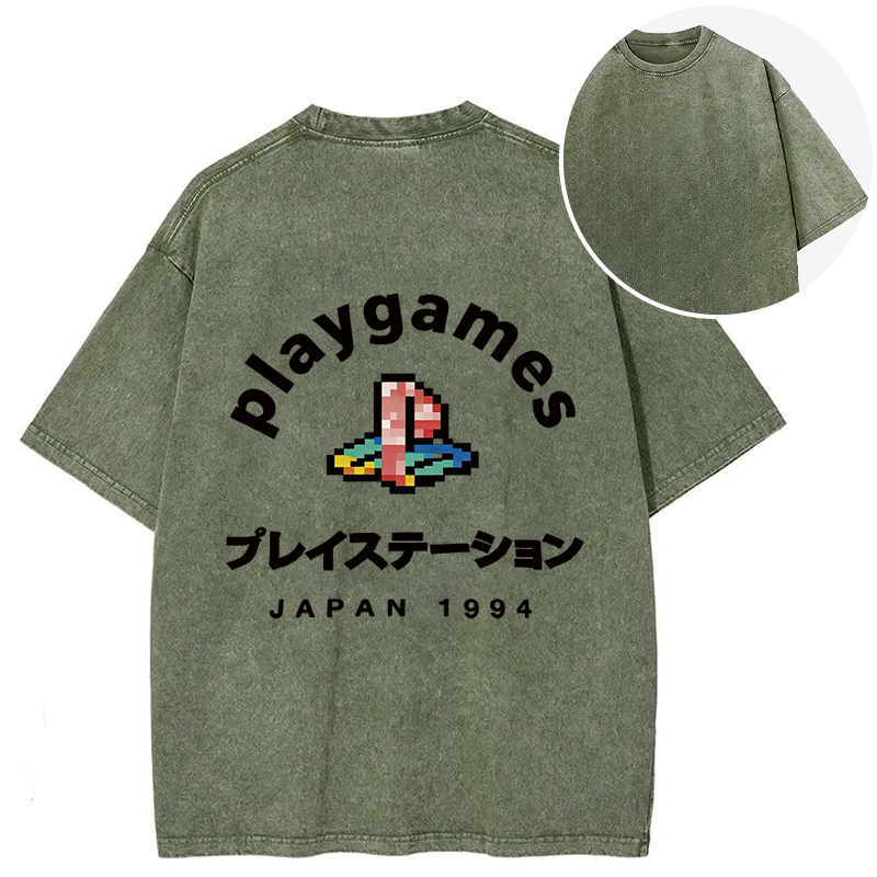 Tokyocanvas Play Games Japan Back Washed T-Shirt
