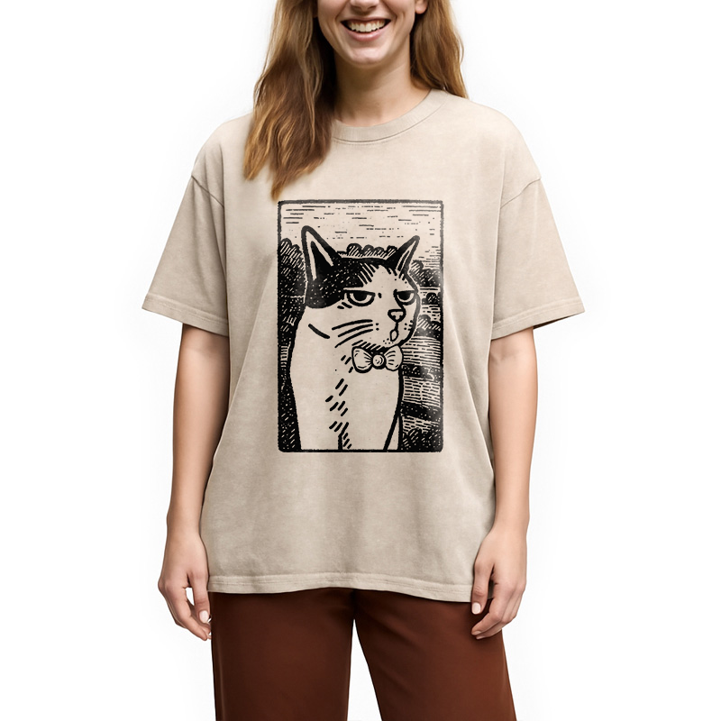 Tokyocanvas Cat's Hateful Eyes Washed T-Shirt