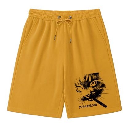 Tokyocanvas Retro Cat Smoking Classic Short