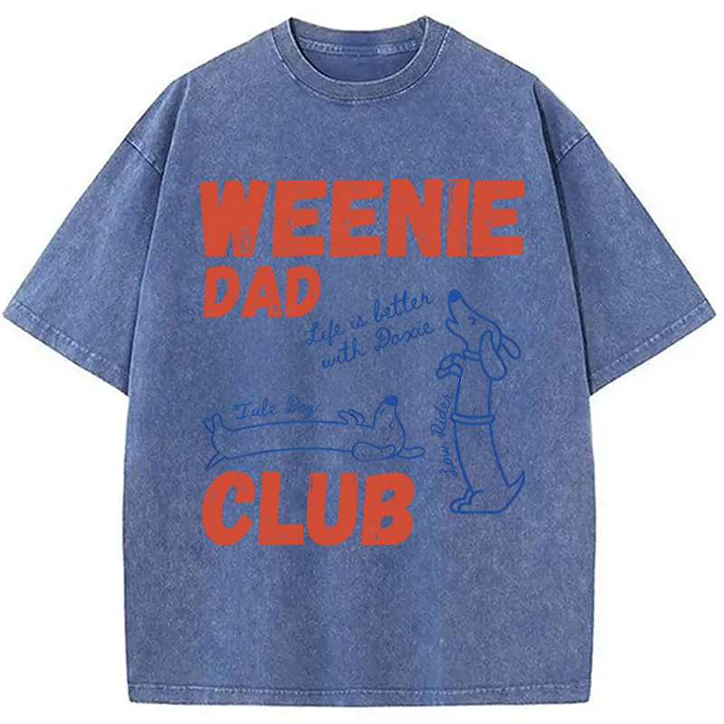 Tokyocanvas Dachshund Dad Club Meme Washed T-Shirt